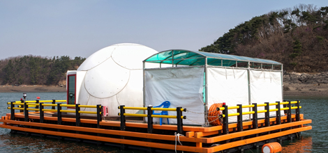 각 해상펜션형 휴게시설 외부 바람막이 설치